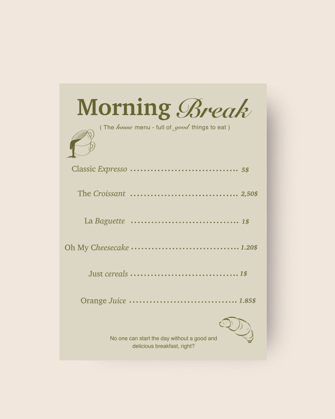 Art Print Morning Break Menu